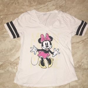 White varsity style Minnie Mouse shirt